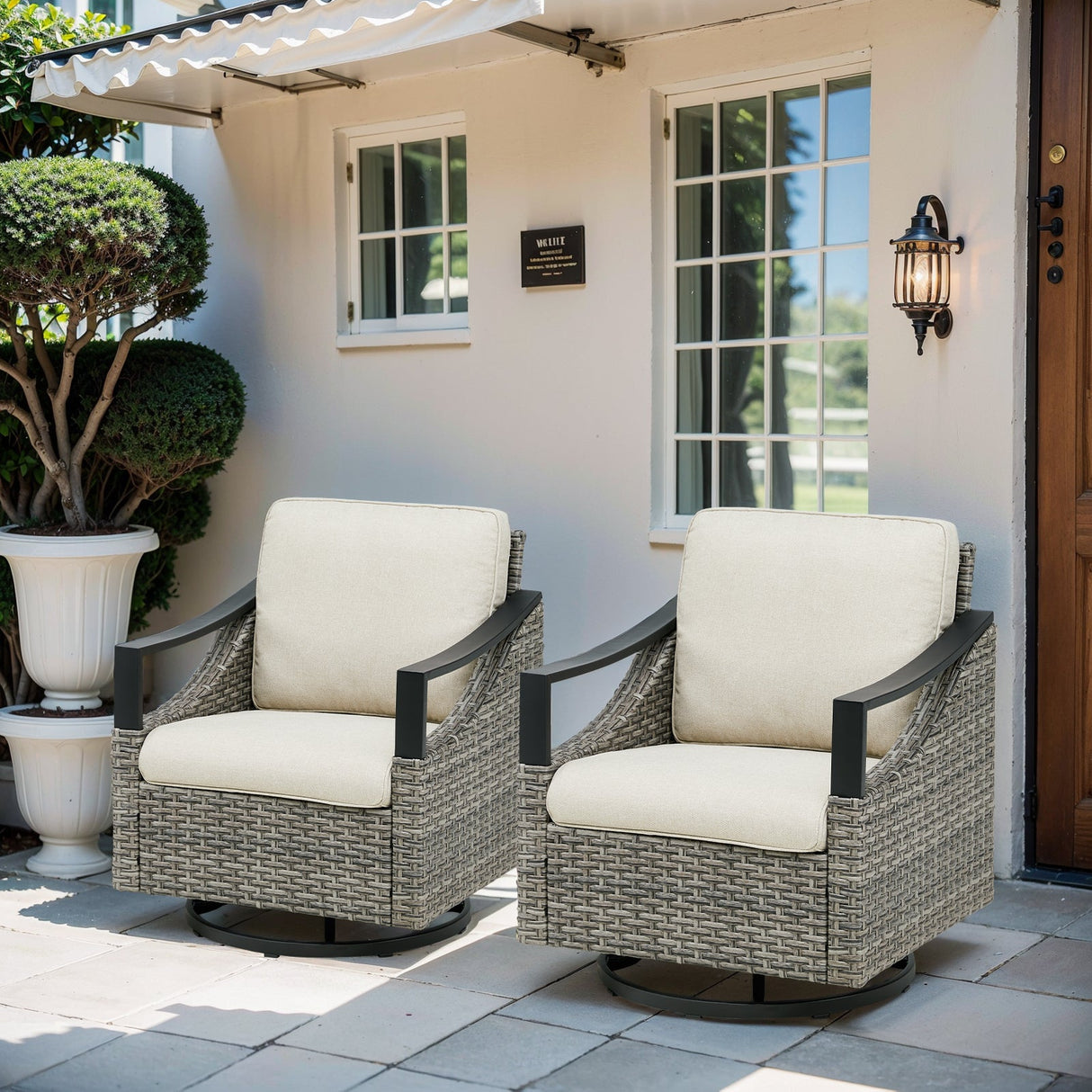 Outdoor Swivel Rocking Glider Chairs Set of 2