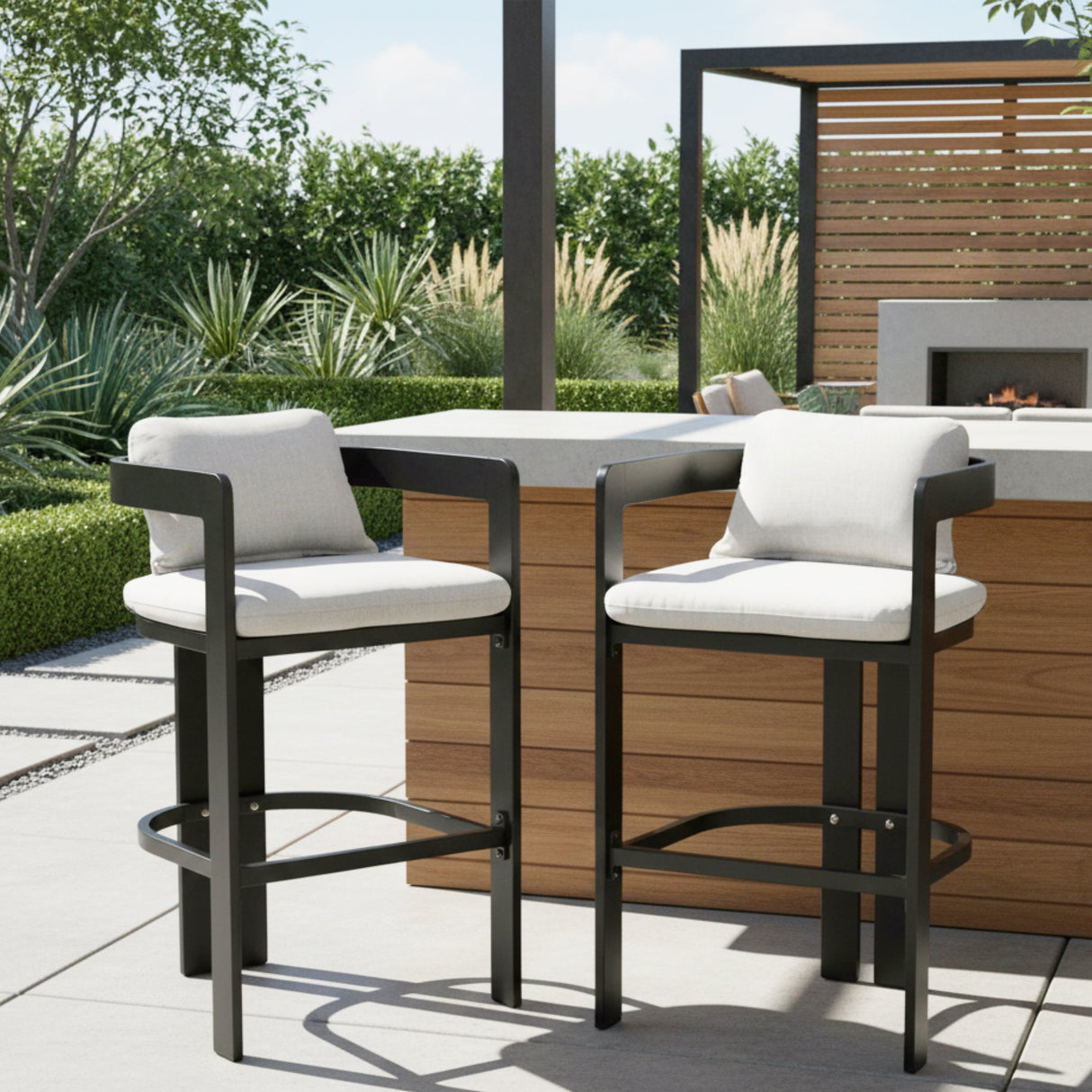 Pula Outdoor Patio Aluminum Counter Stool Set of 2