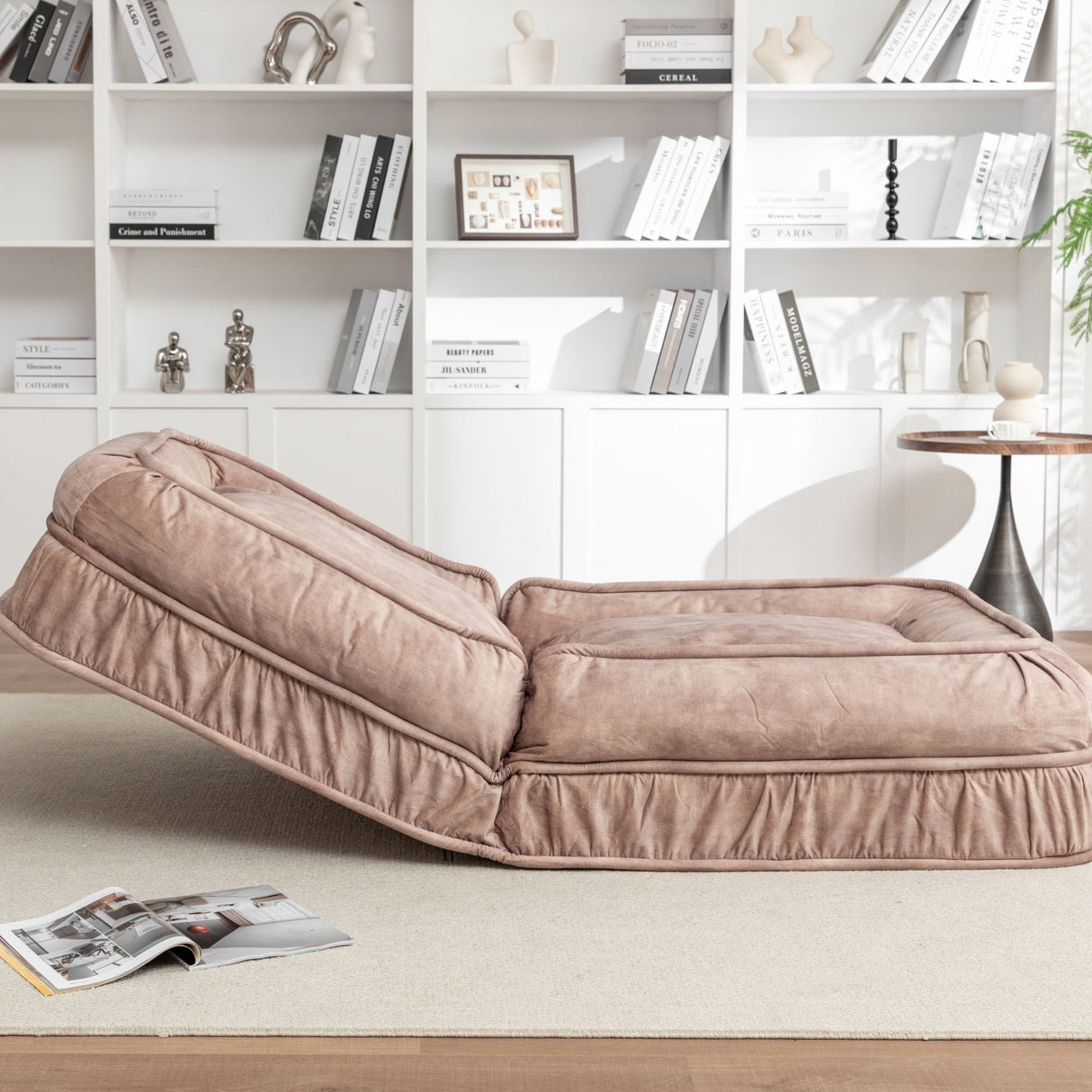 Upholstered Human Dog Bed And Pets, Bean Bag Floor Sofa With Massage Pillow, 5 Adjustable Positions & 2 Soft Pillows