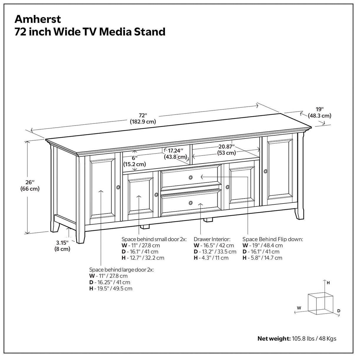 Amherst - Handcrafted Wide TV Media Stand