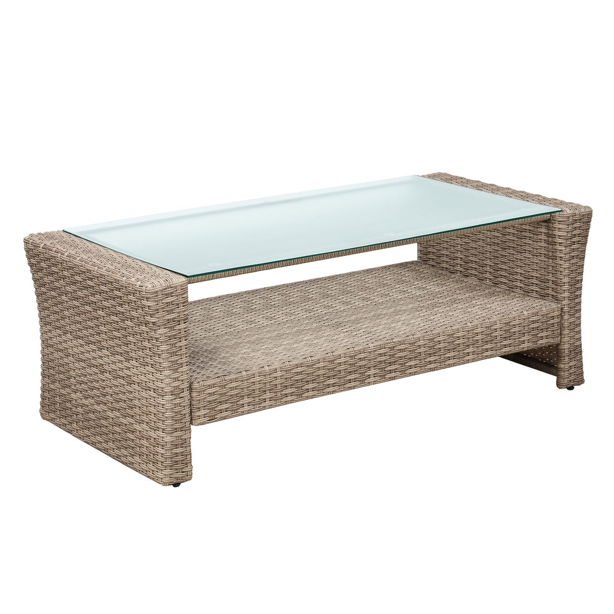 U-Style Patio Furniture Set - 4 Piece Outdoor Conversation Set with Ottoman and Cushions