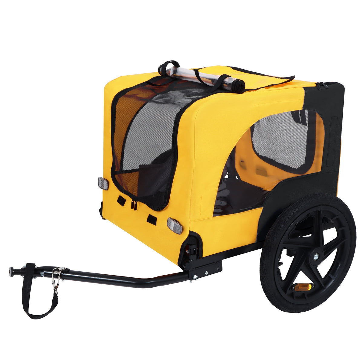 Pet Bike Trailer with Steel Frame and Foldable Design - Red