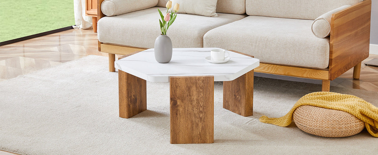 31-Inch Modern-Style Hexagonal Coffee Table