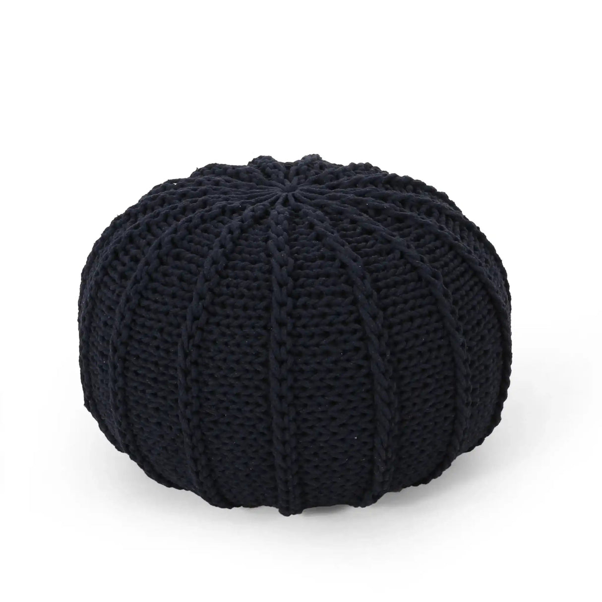 Bordeaux Knitted Cotton Round Pouf Ottoman and Floor Cushion