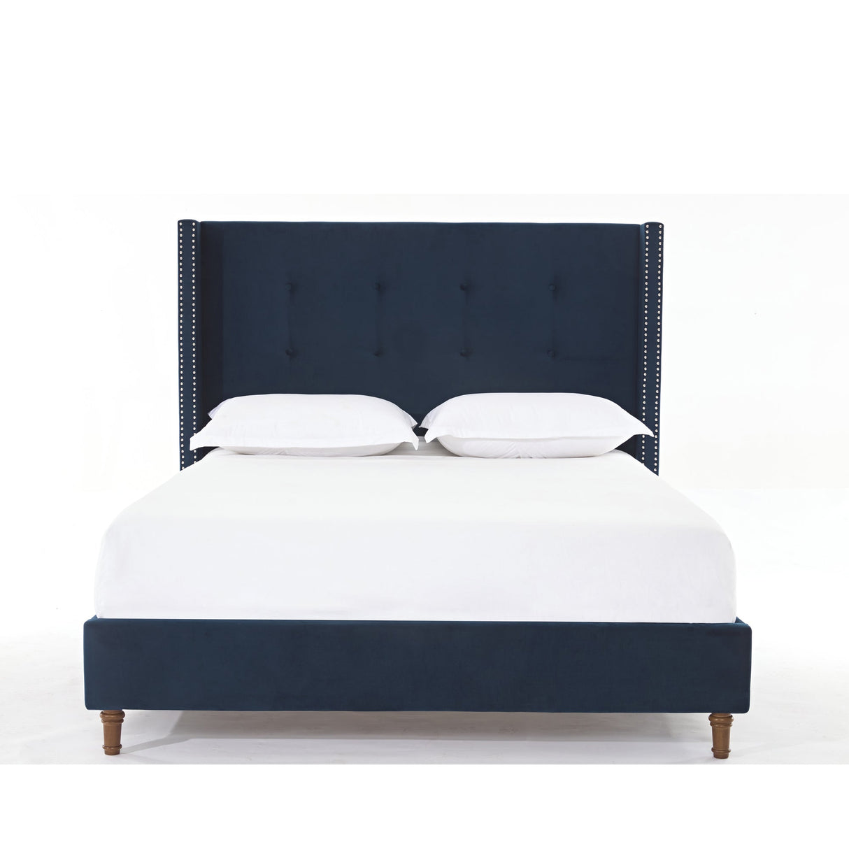 Peyton Upholstered Queen Bed with Blue Velvet