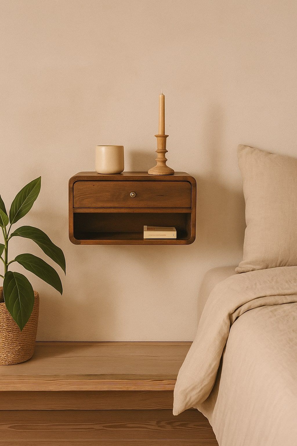 Curve Upper Slot Floating Nightstand