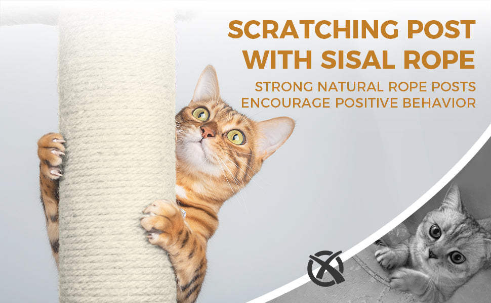 Gray Cat Tree with 3 Condos and Sisal Scratching Posts