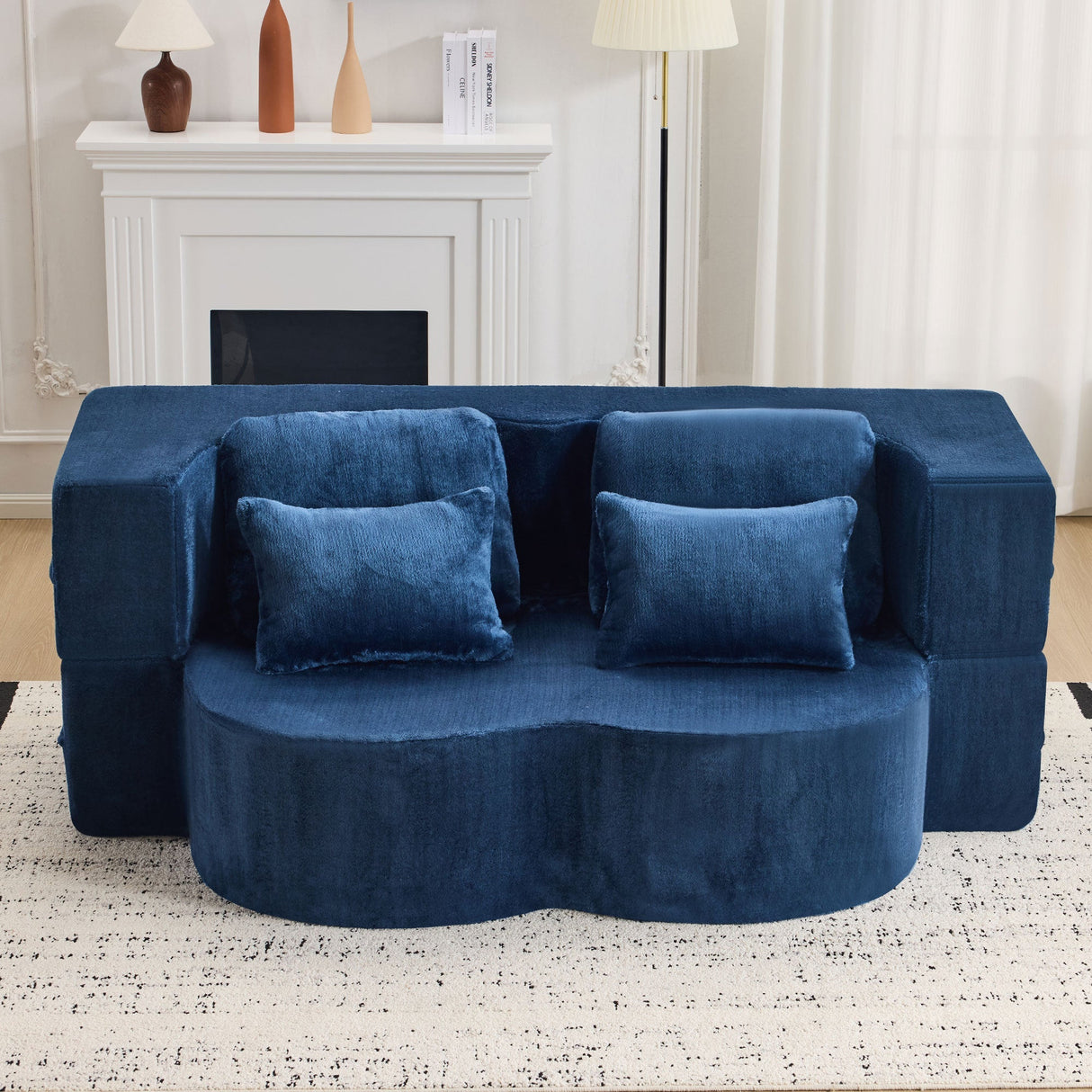 Queen Size Foldable Sofa Bed Chenille Futon Couch