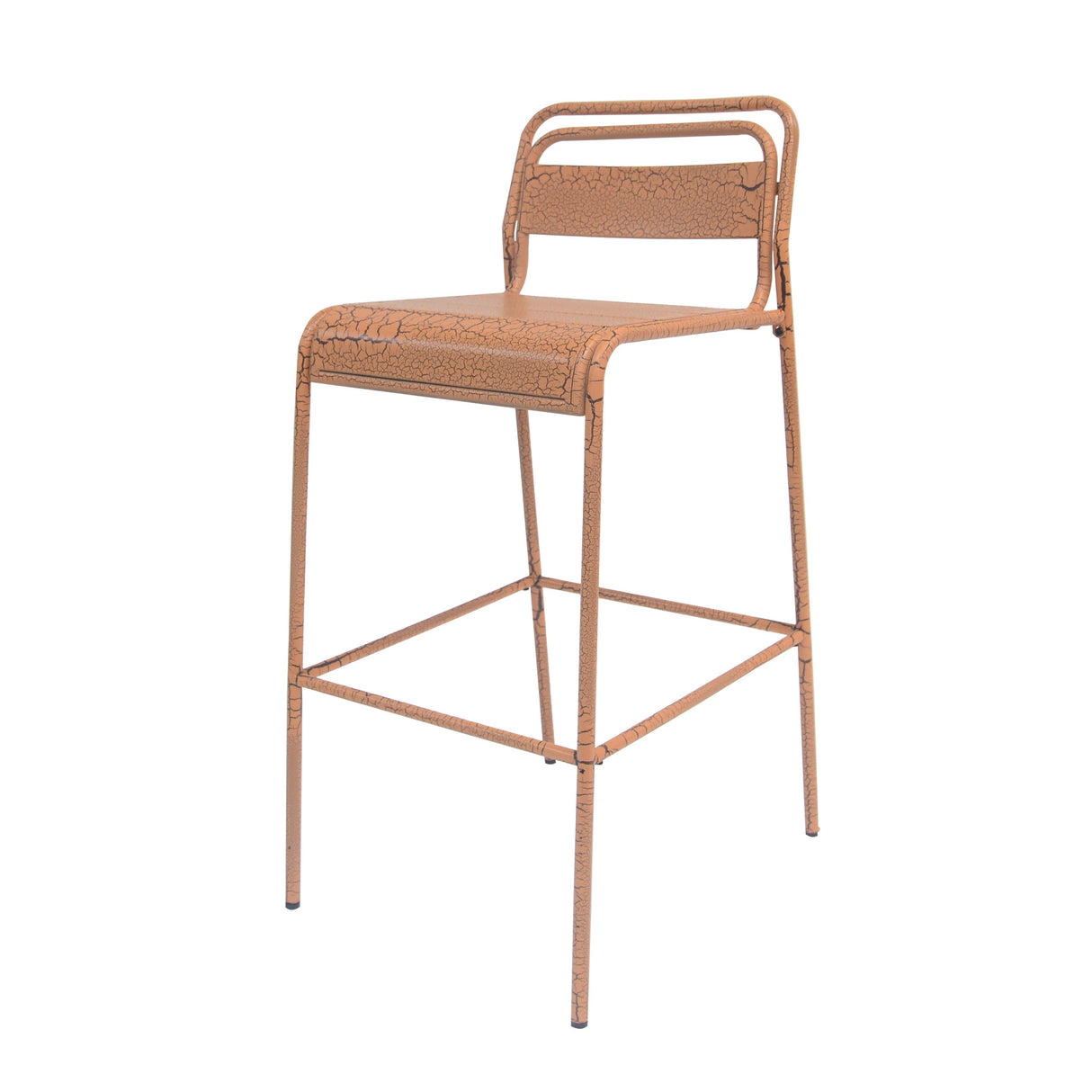 Carmella Outdoor BarStool Set of 2 Iron Slat Design Orange Matte Finish