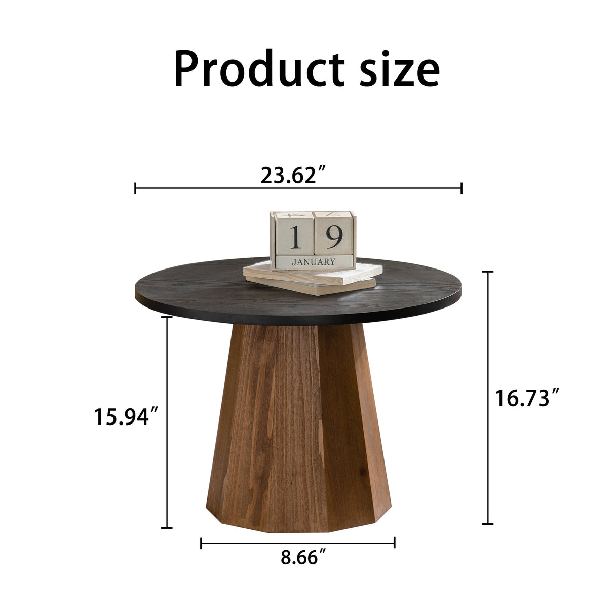 Round Coffee Table - Sturdy Pedestal Wooden Tea Table for Living Room