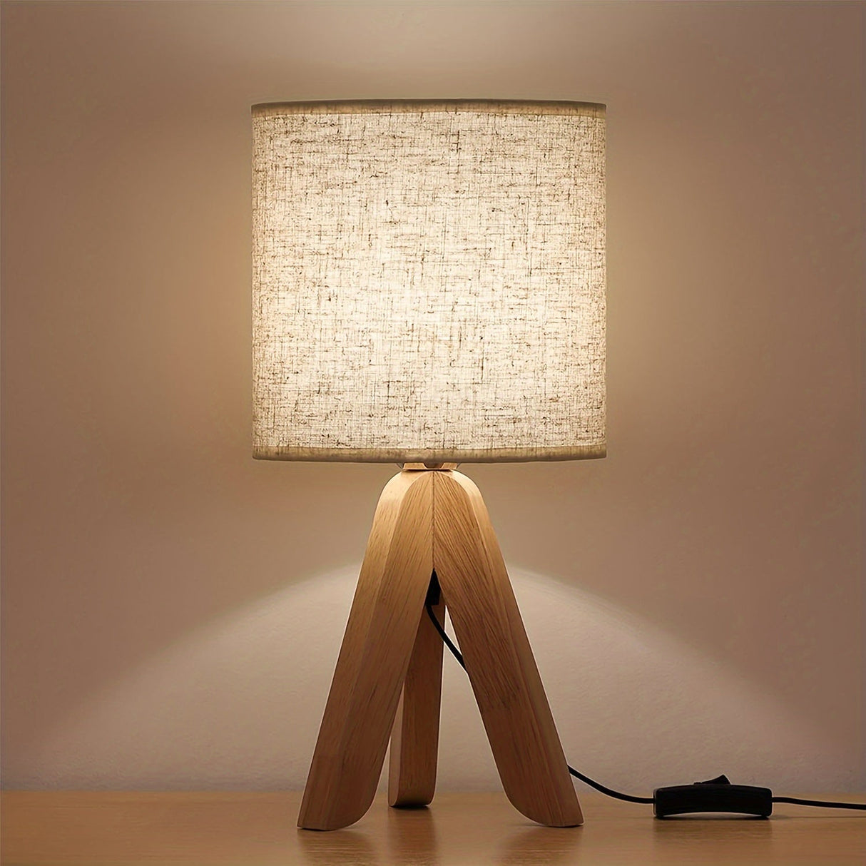Cute Tripod Table Lamp with Fabric Shade for Desk Bedroom Dorm or Nightstand