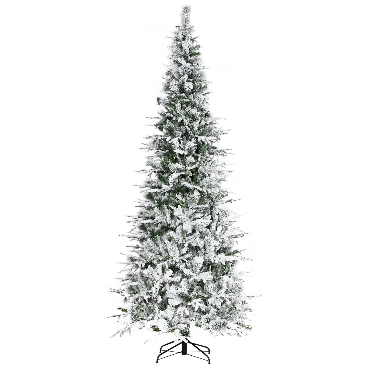 HOMCOM 9' Unlit Snow Flocked Pine Artificial Christmas Tree