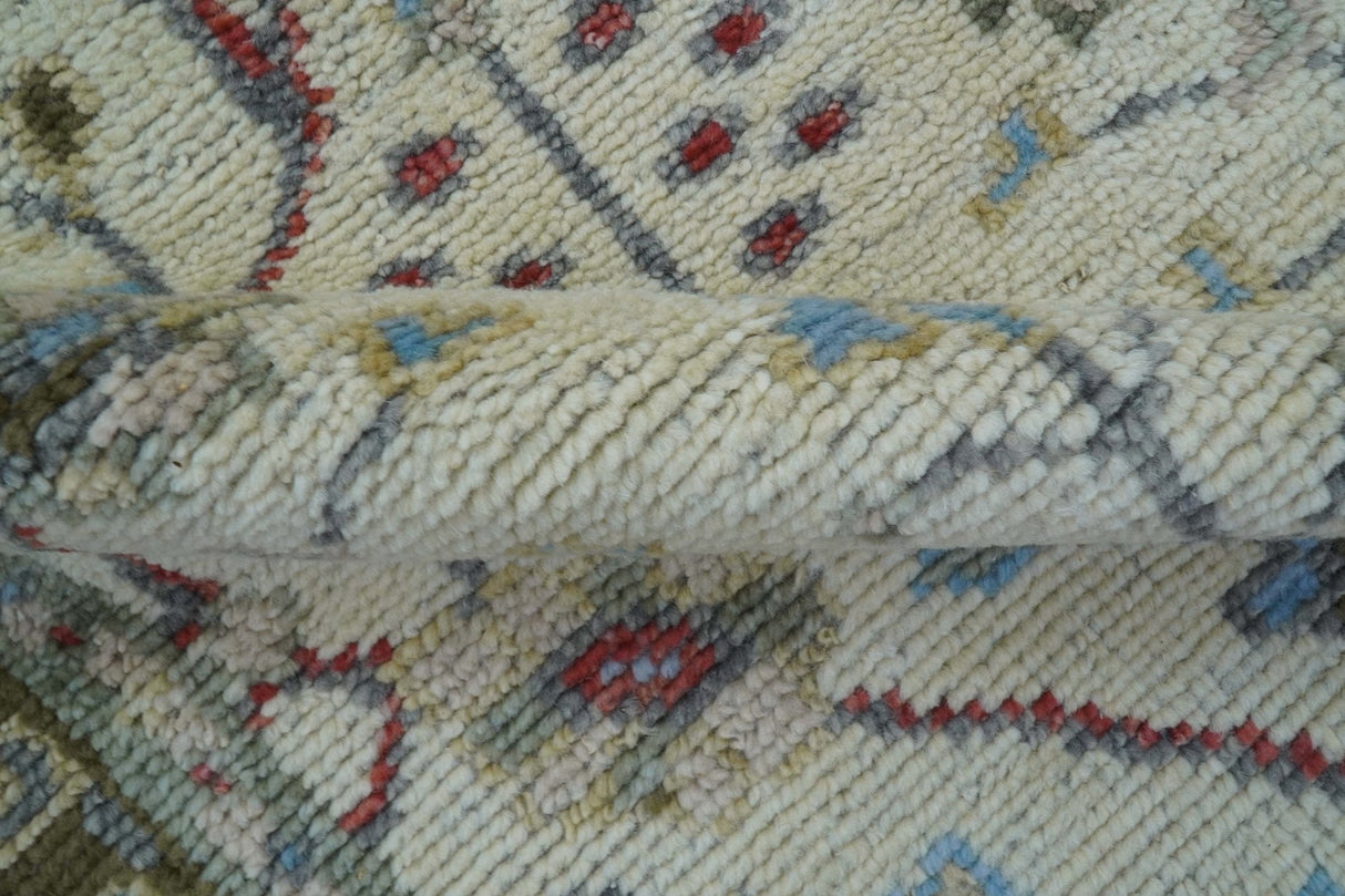 3x5 Hand knotted Beige And Blue Traditional Design Wool Area Rug