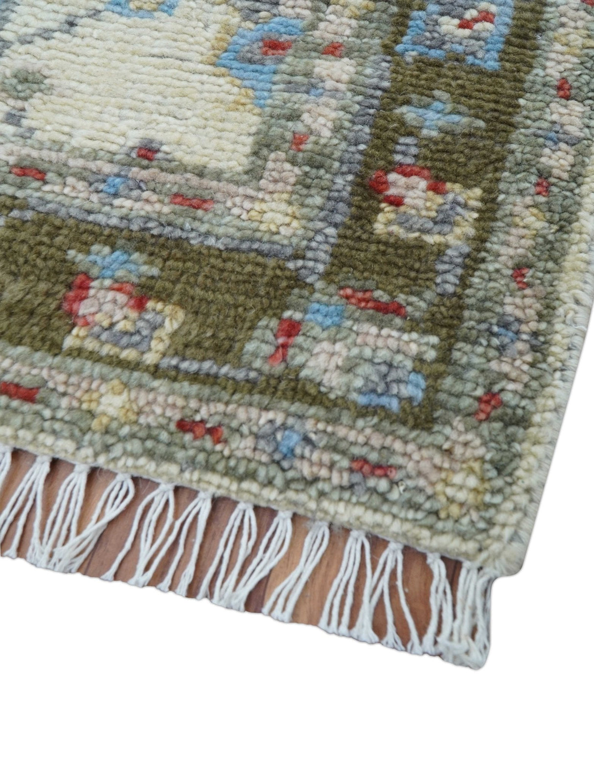 3x5 Hand knotted Beige And Blue Traditional Design Wool Area Rug