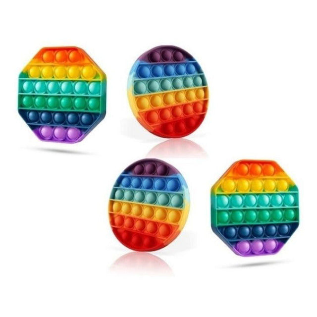 2-Pack Rainbow Bubble Popper Anti-Stress Fidget Toy