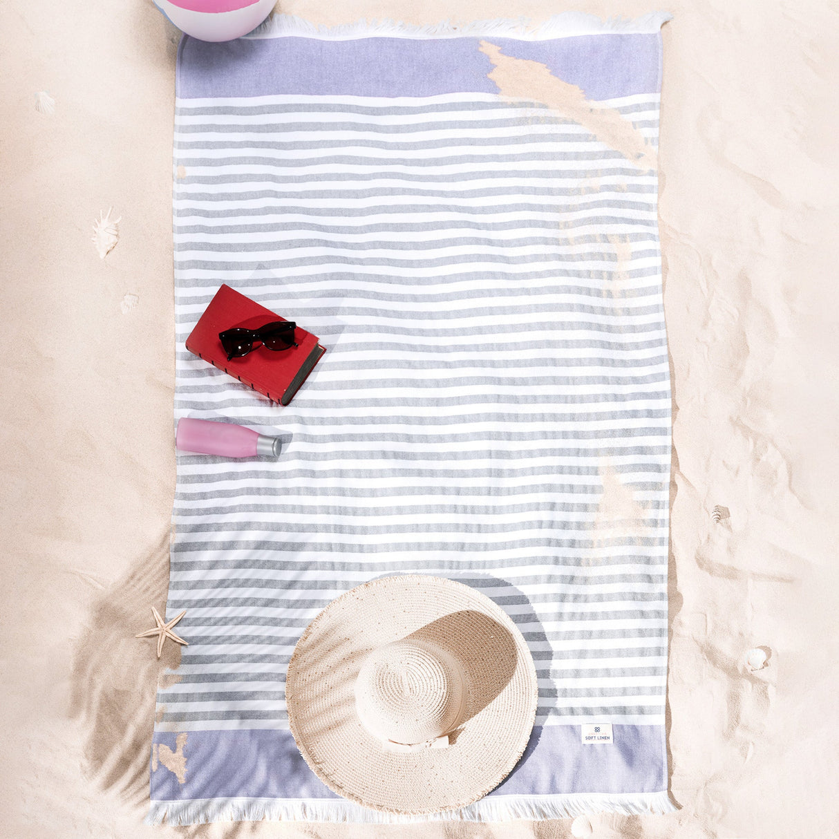 4 Packed Terry Peshtemal and Premium Beach Towel, Mediterranean Cotton Turkish Peshtemals, 35" x 60", Modern & Traditional Turkish Bath Towels
