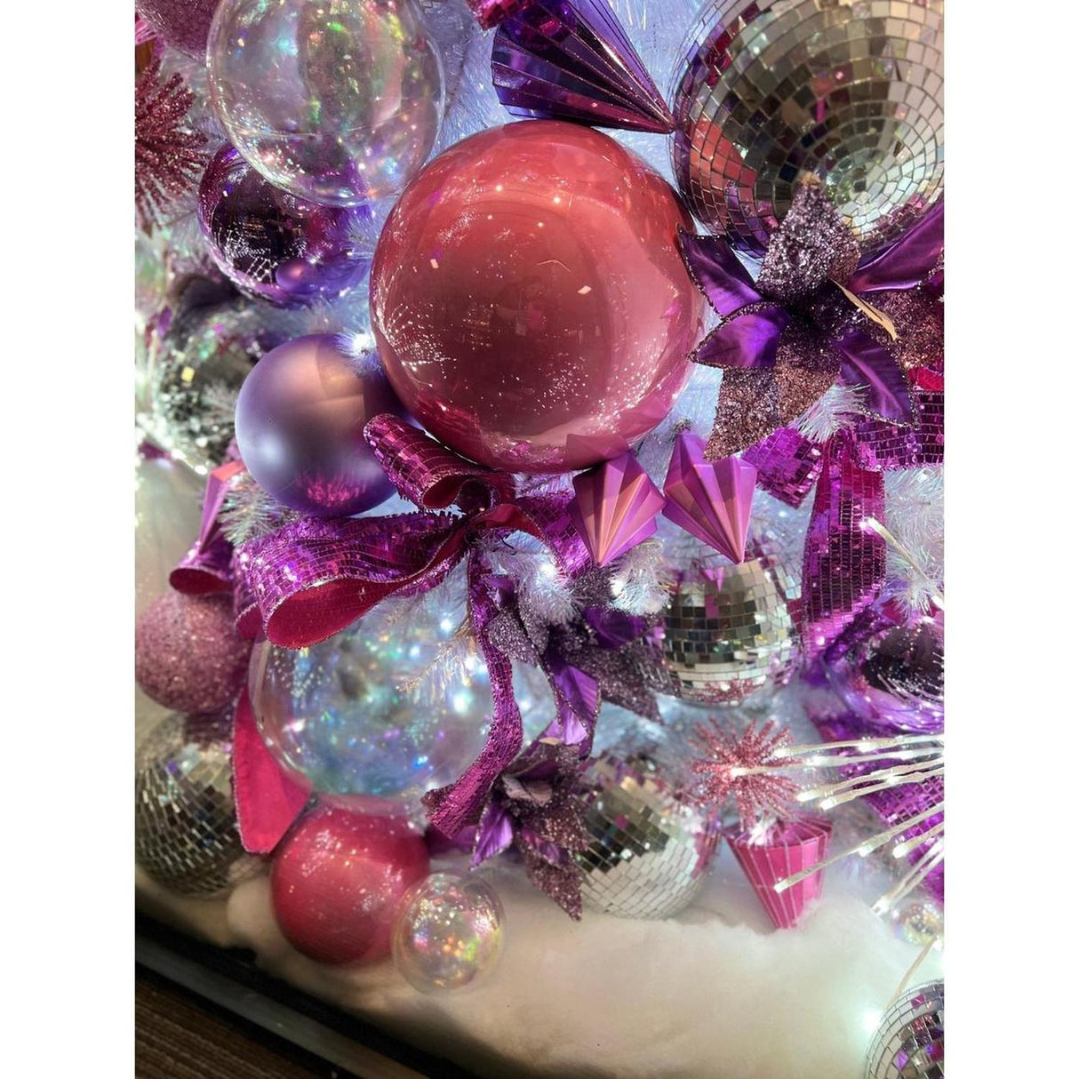 4" Clear Iridescent Ball Ornament (Set of 6)