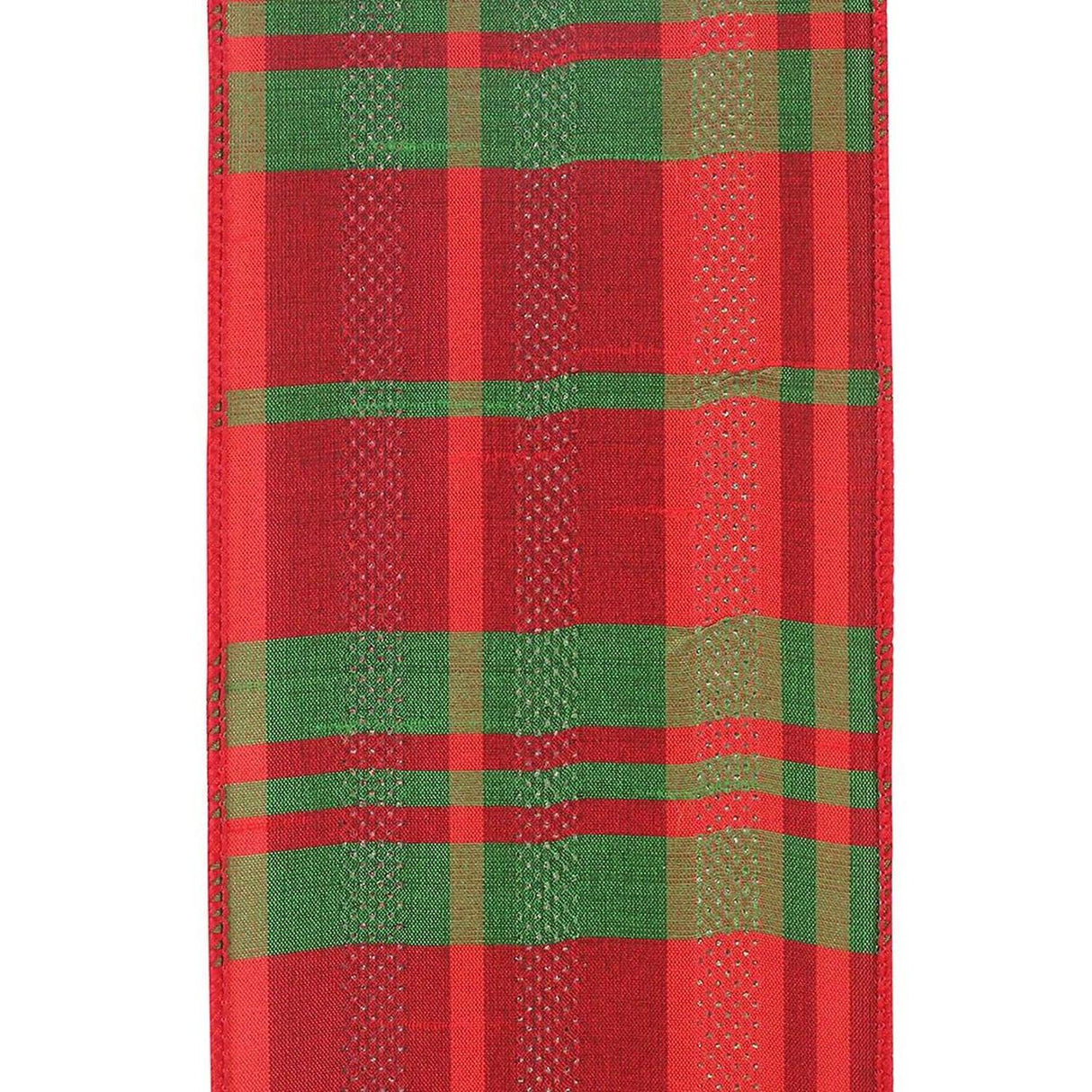 4" Dupioni Plaid Glitter Stripe Ribbon: Multi (10 Yards)