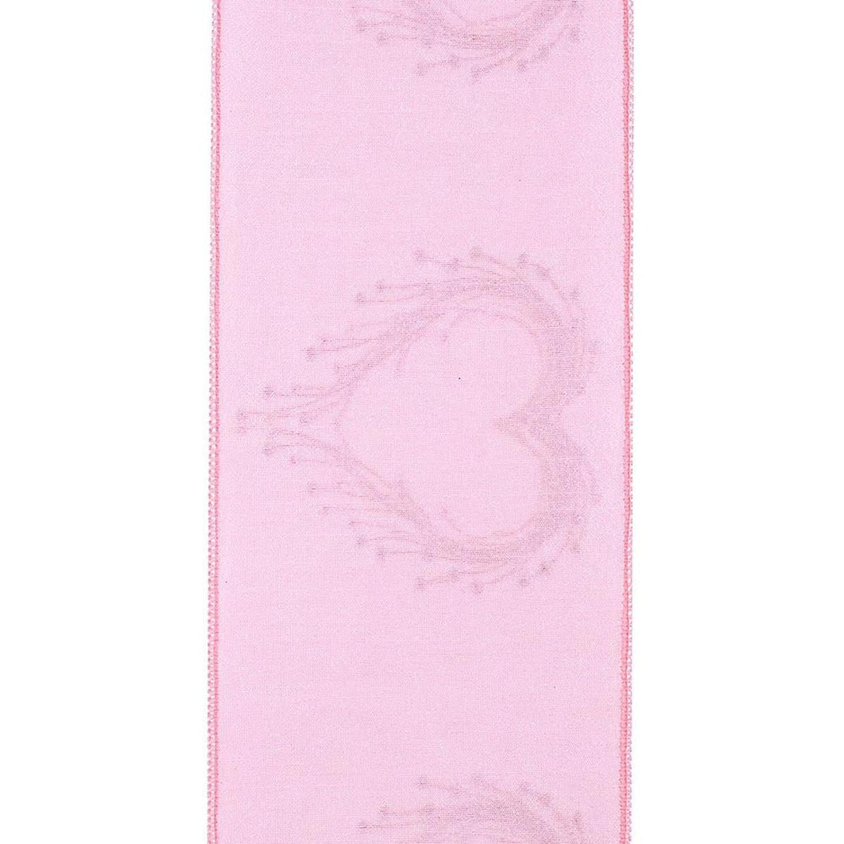 4" Heart Embroidery Dupioni Ribbon: Pink (5 Yards)