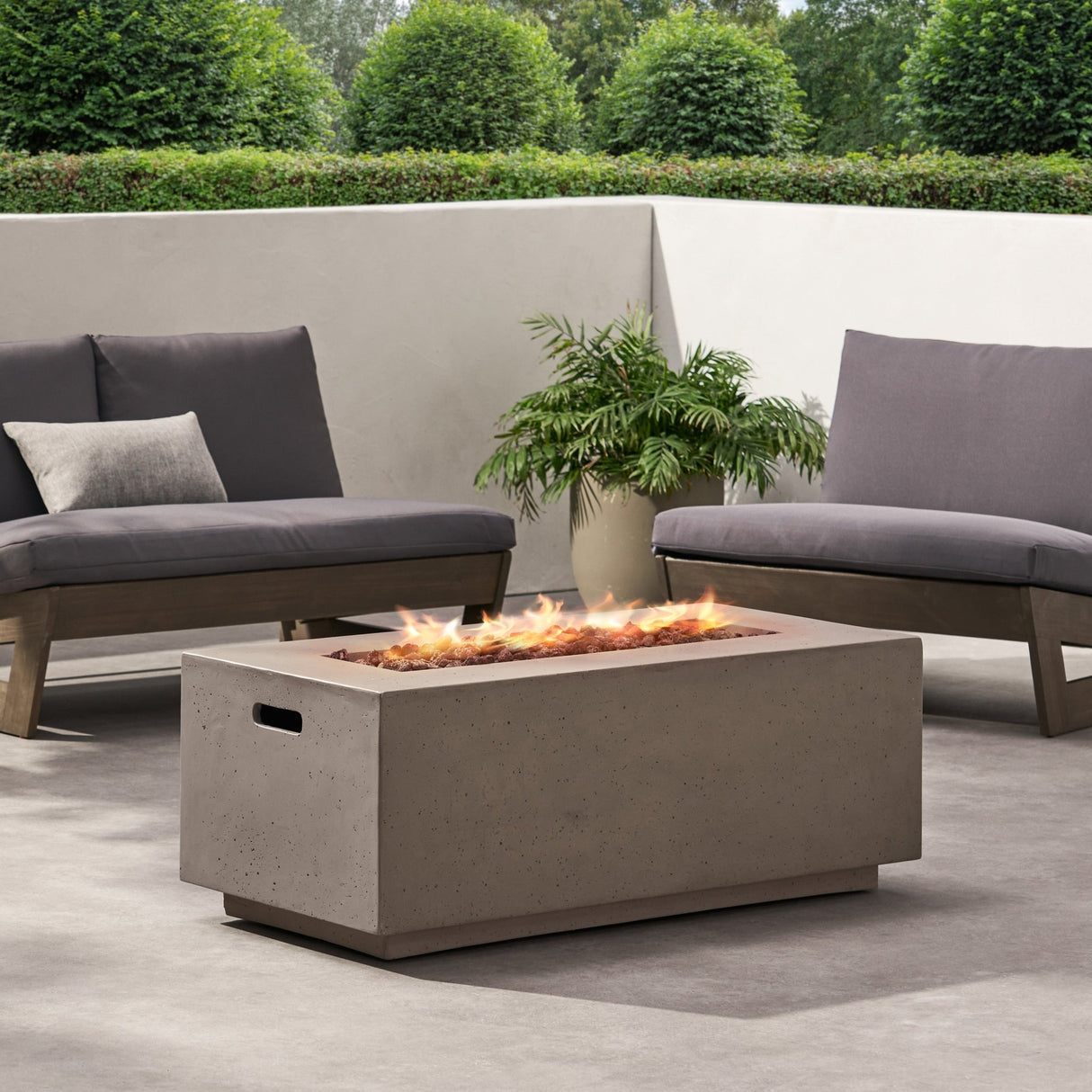 40" Outdoor 40,000 BTU Rectangular MgO Concrete Propane Fire Pit, Dark Grey (Tank Cover not Included) - Tuesday Morning - Fire Pits
