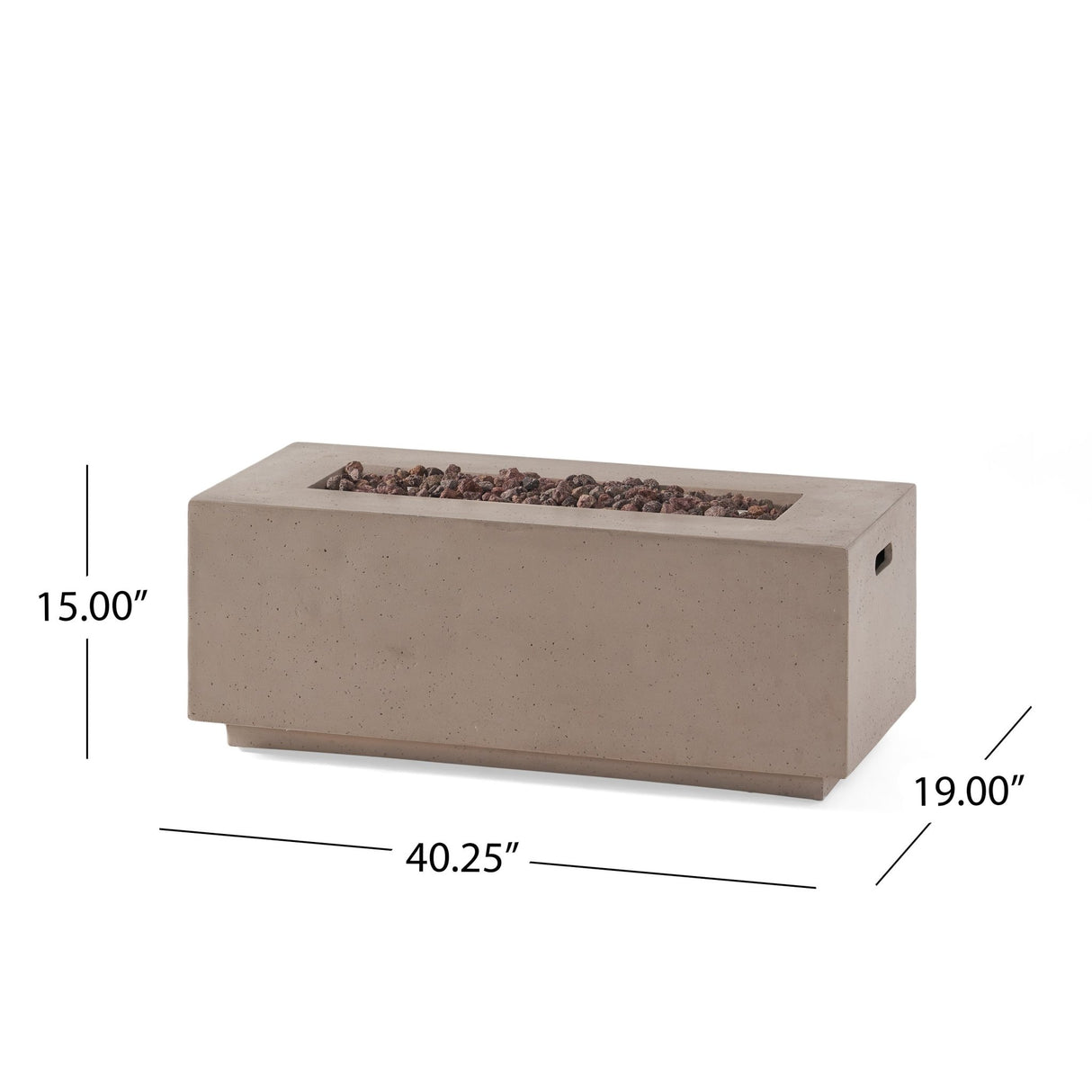 40" Outdoor 40,000 BTU Rectangular MgO Concrete Propane Fire Pit, Dark Grey (Tank Cover not Included) - Tuesday Morning - Fire Pits