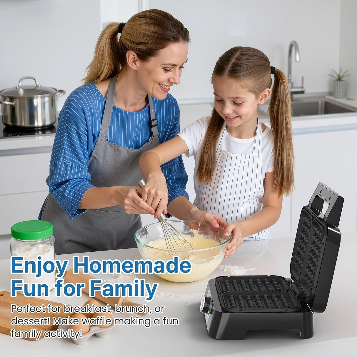 Belgian Waffle Iron - 2 Slices, Electric Waffle Maker