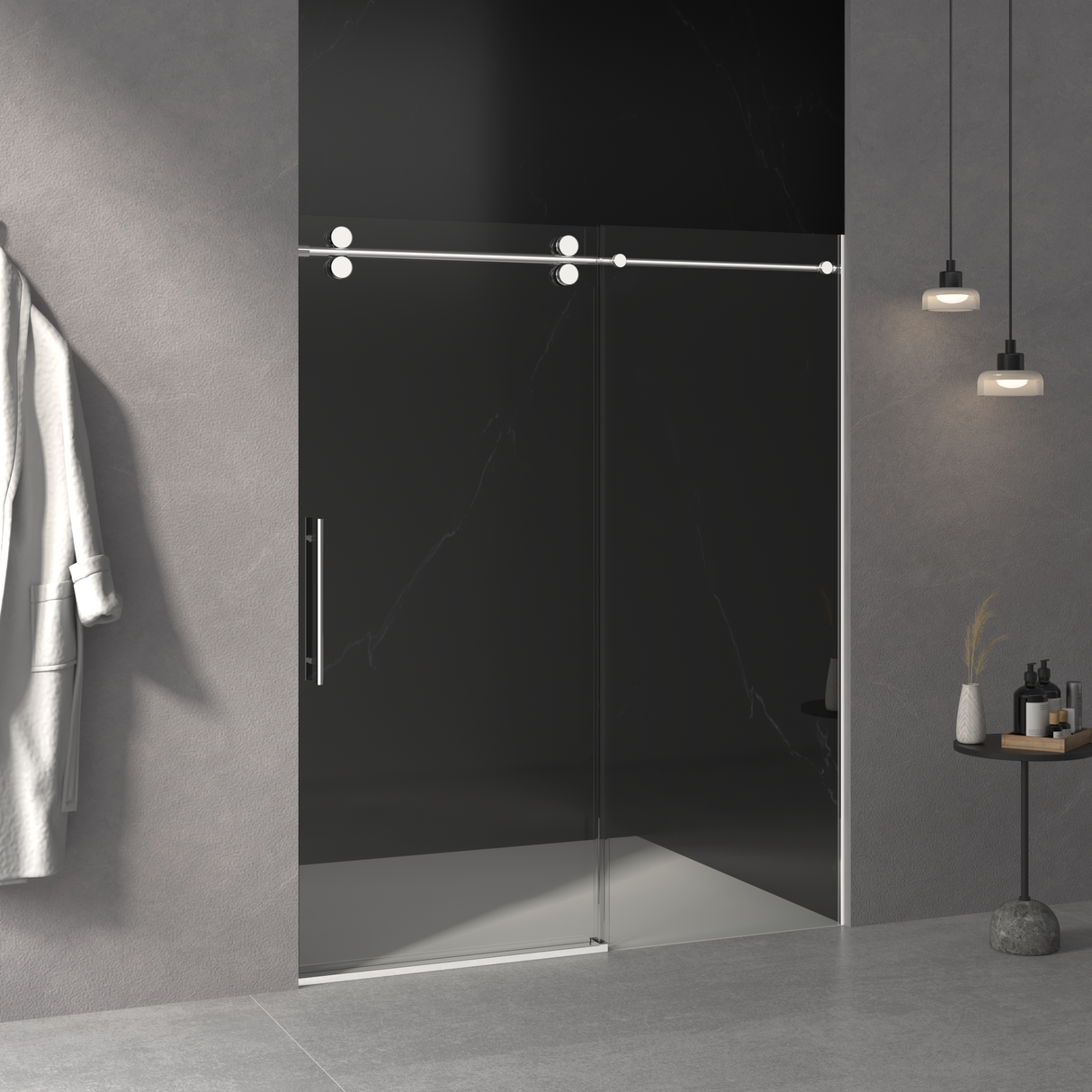 56"-60"W x 76"H Frameless Shower Door