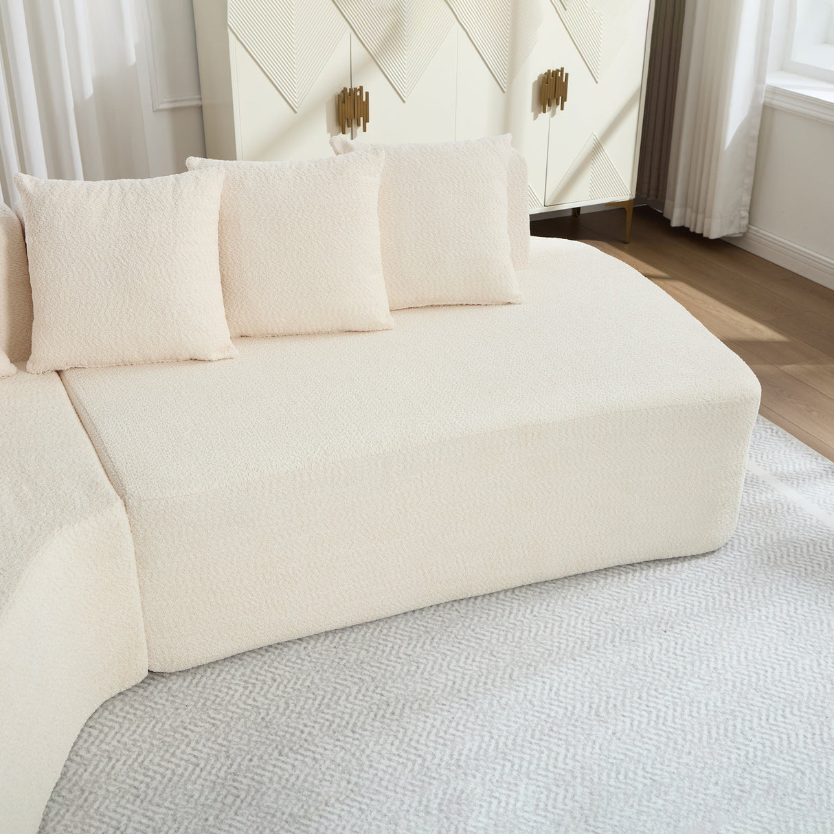 Compression Sectional Couch with Comfy Chaise