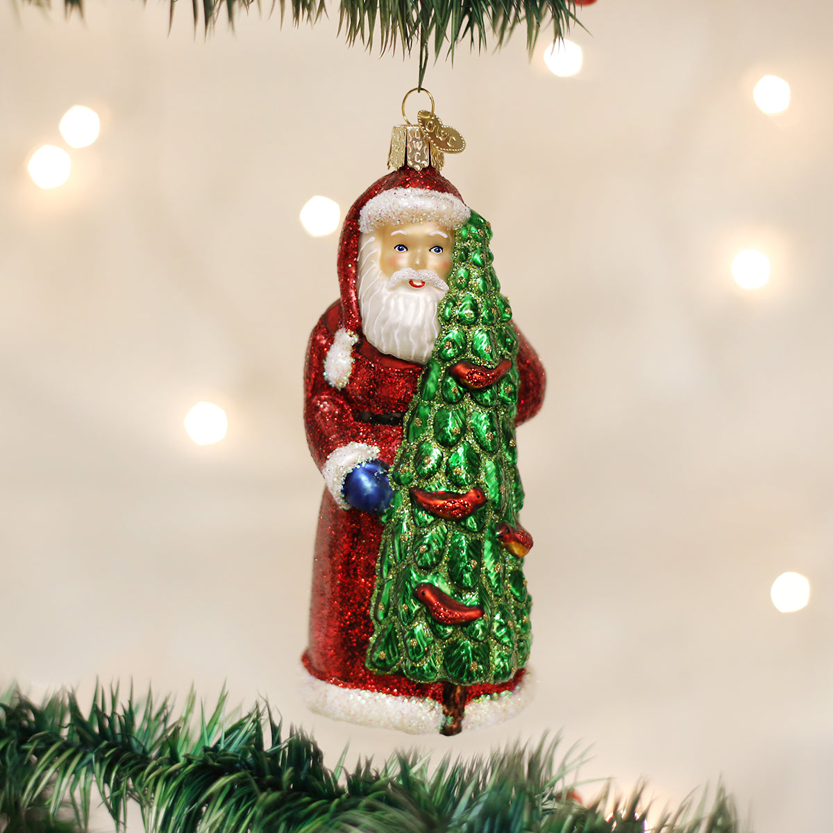 Santa-With-Calling-Birds-Christmas-Ornaments