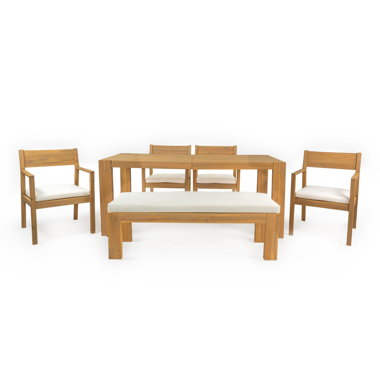 Outdoor Dining Set Rectangular Table With Umbrella Hole