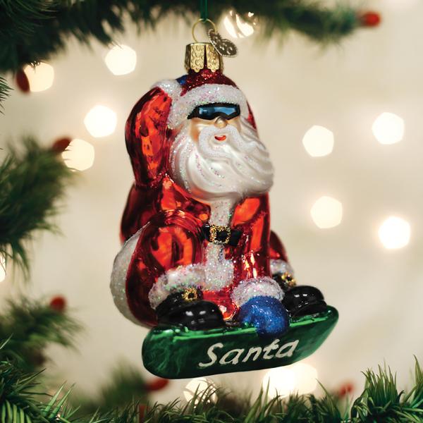 Snowboarding-Santa-Ornament-Christmas-Ornaments