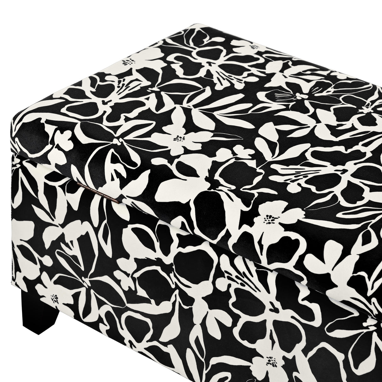 Luxury Storage Ottoman with Floral Patterned Fabric