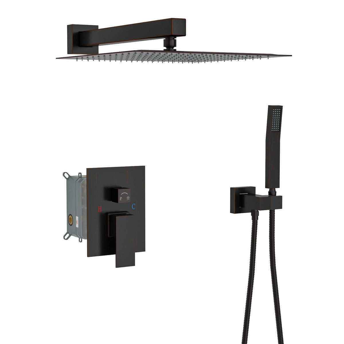 Dual Shower Head 10" Wall Mounted Shower System with Anti-Scald Valve - Black, Gold, or Gray