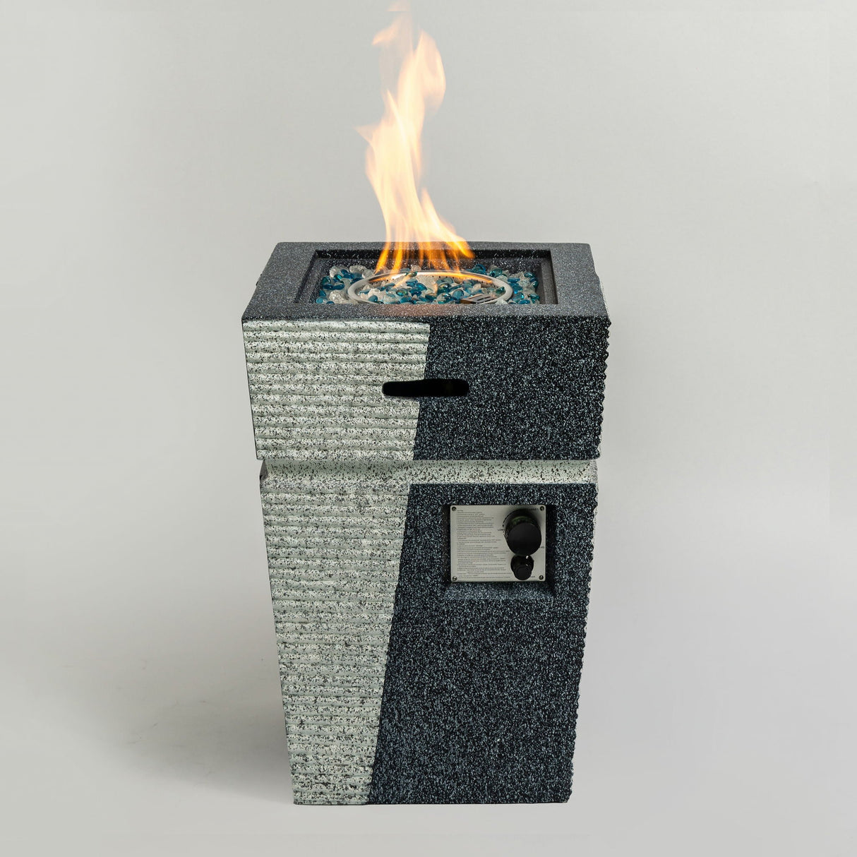 Propane, Gas 50000 Btu Square Fire Pit Table For Outside - Light Gray Blue