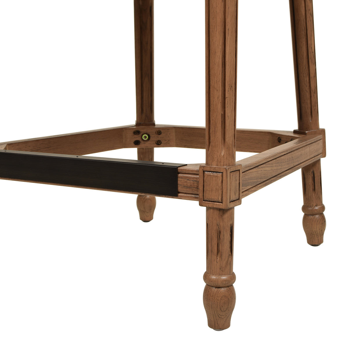 Armless Bar Stool with Nailhead Trim and Rattan High Back
