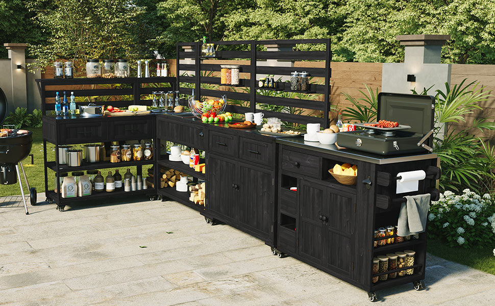 TOPMAX 41.7'' Large Patio Rolling Kitchen Island with Sink