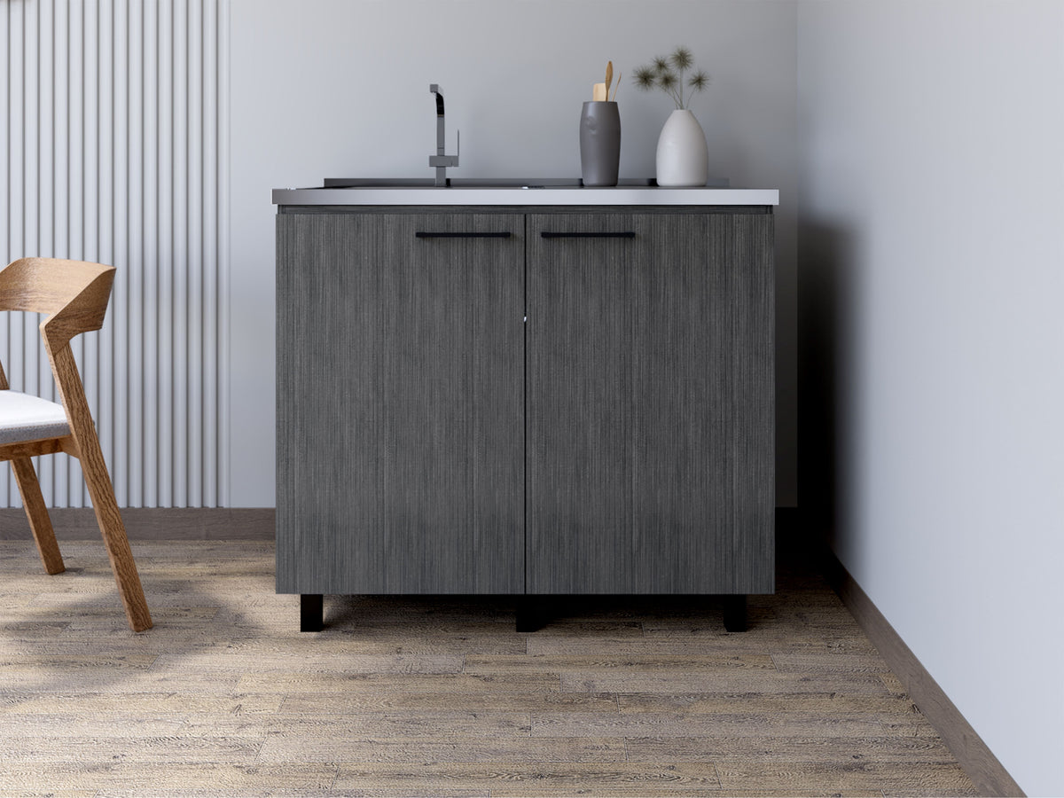 Utility Sink Cabinet Burwood with Two Shelves - Smokey