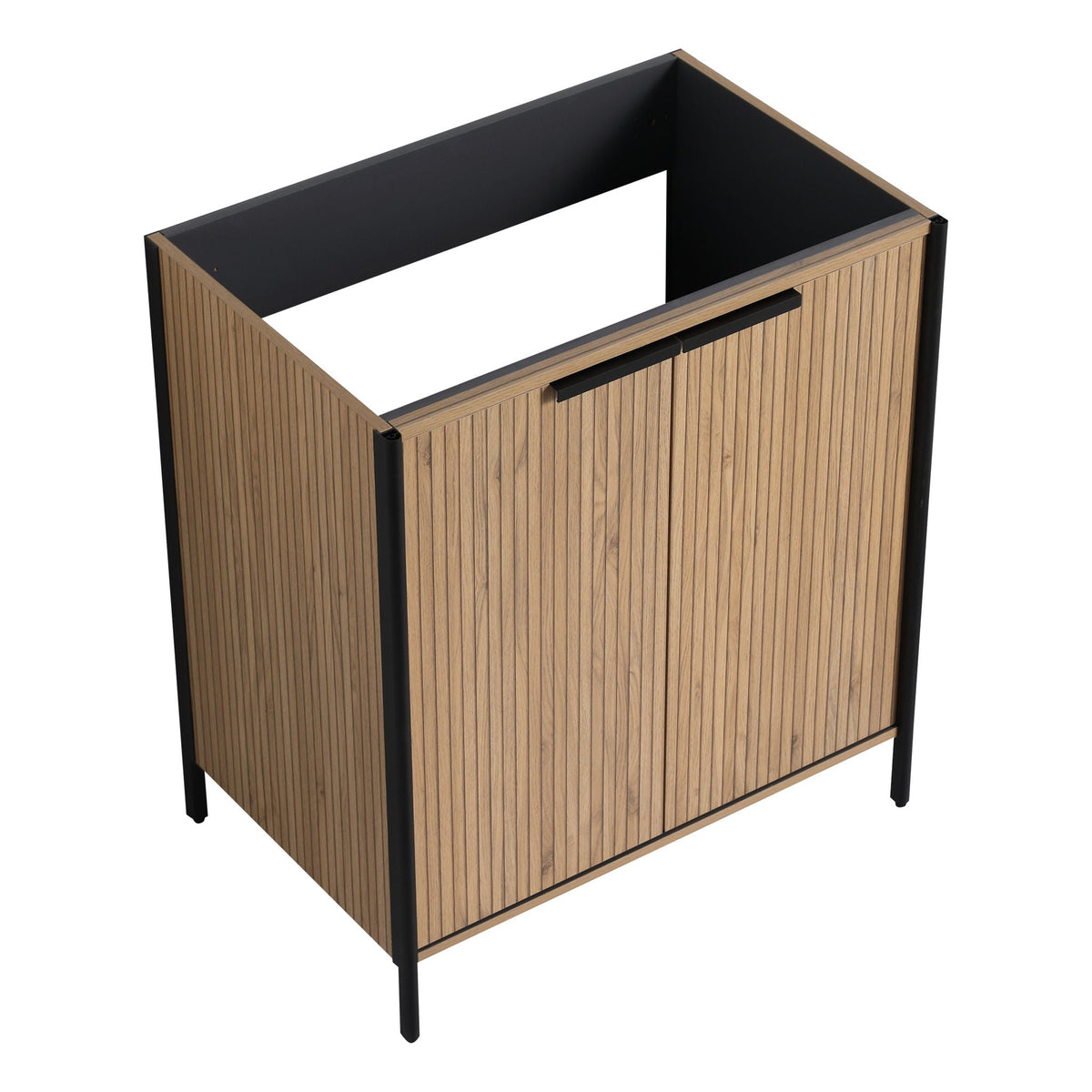 Light Brown Contemporary Freestanding Bathroom Vanity with Adjustable Shelves