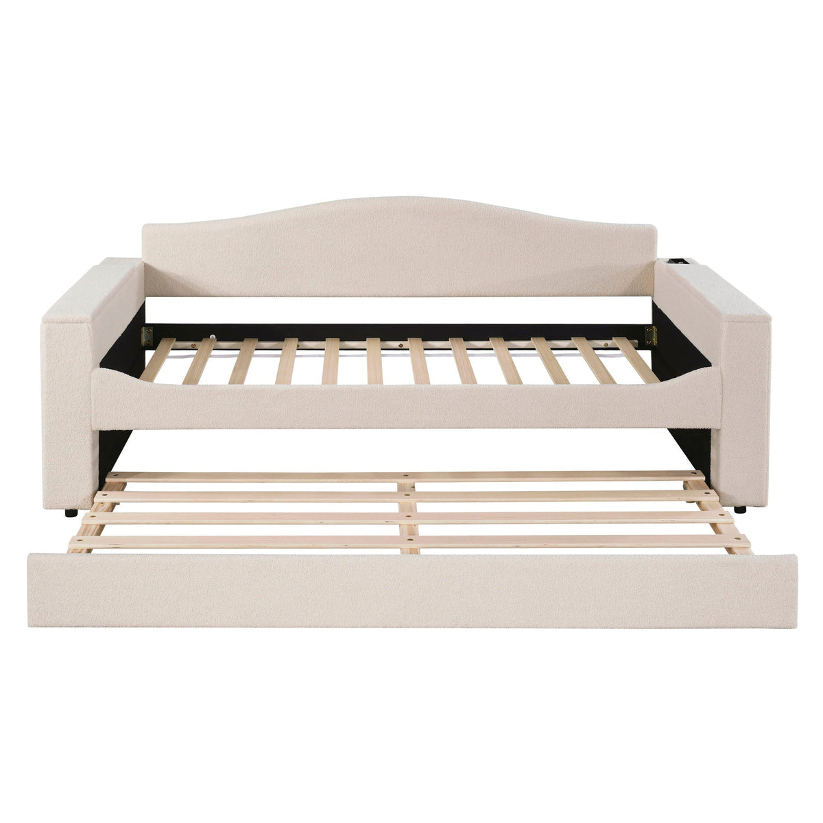 Upholstered Daybed With Storage Armrests, Trundle And Latest Integrated tooth Audio System