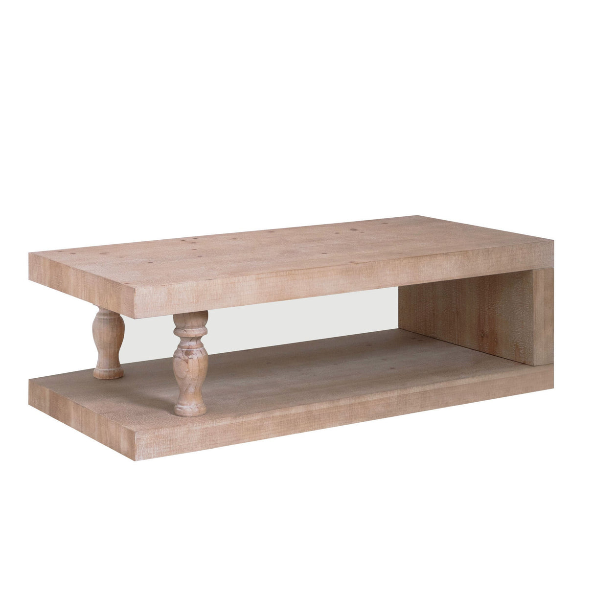Rustic Solid Wood Coffee Table with Open Shelf – 47.2"