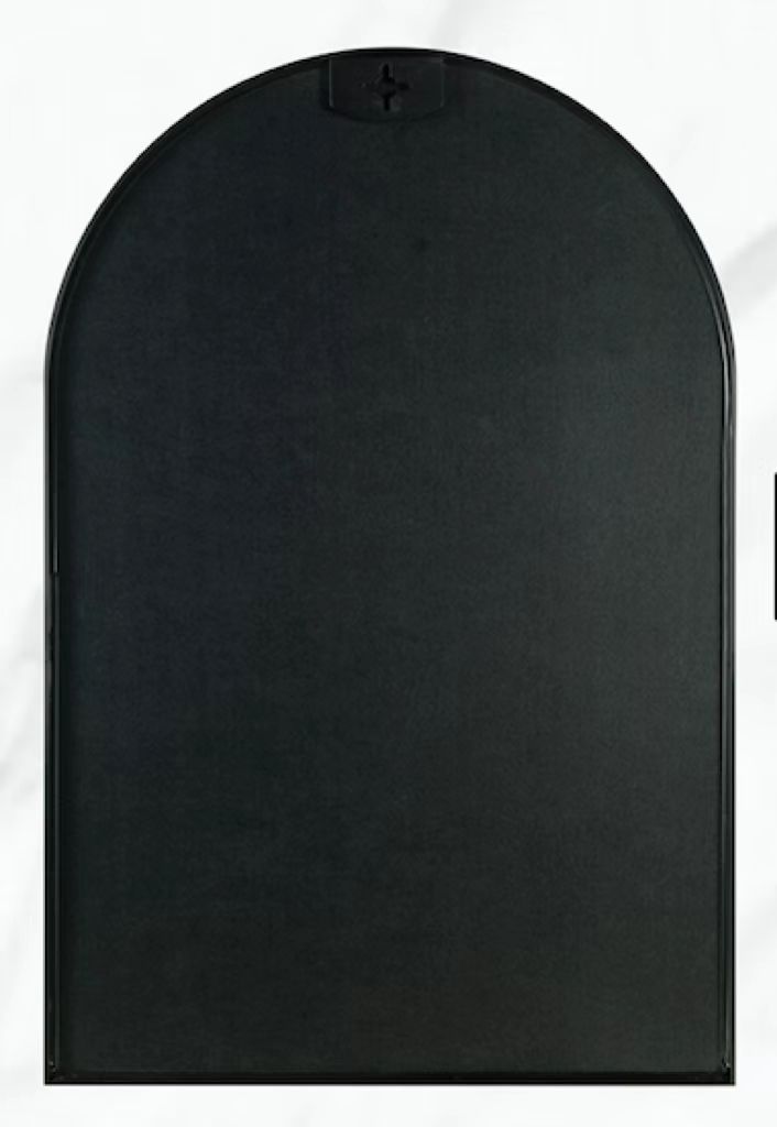 24x36 Inch Black Metal Framed Arched Bathroom Mirror