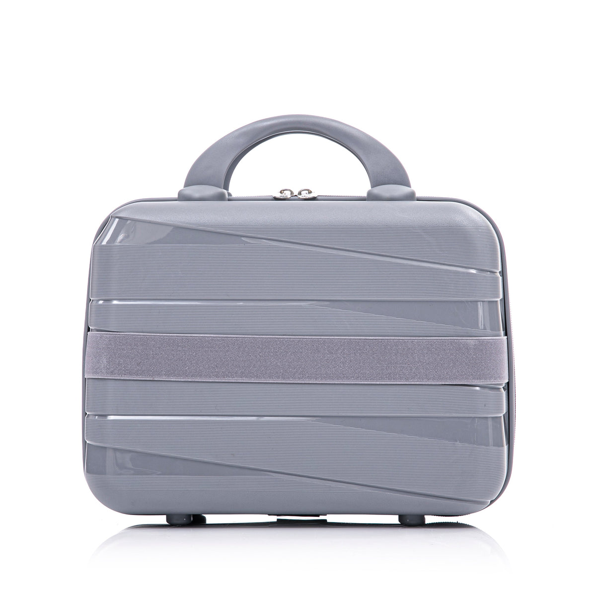 4-Piece PP Spinner Wheel Luggage Set with Cosmetic Case, Light Gray