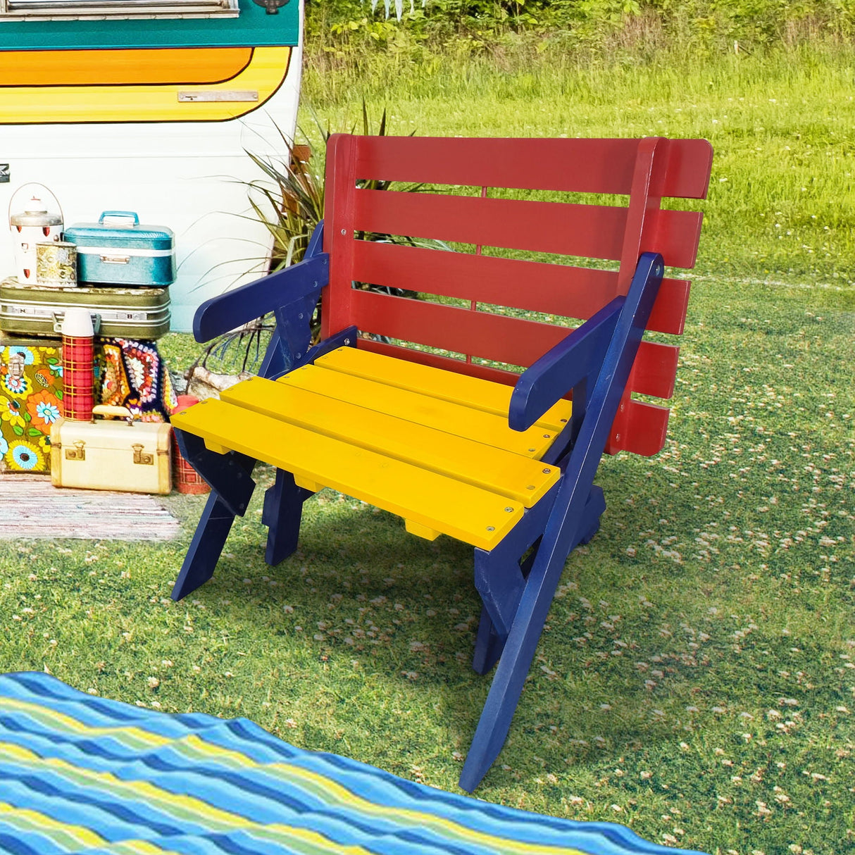Kids Multi-Functional Arm Chair, Table With 2 Benches All-In-One Set