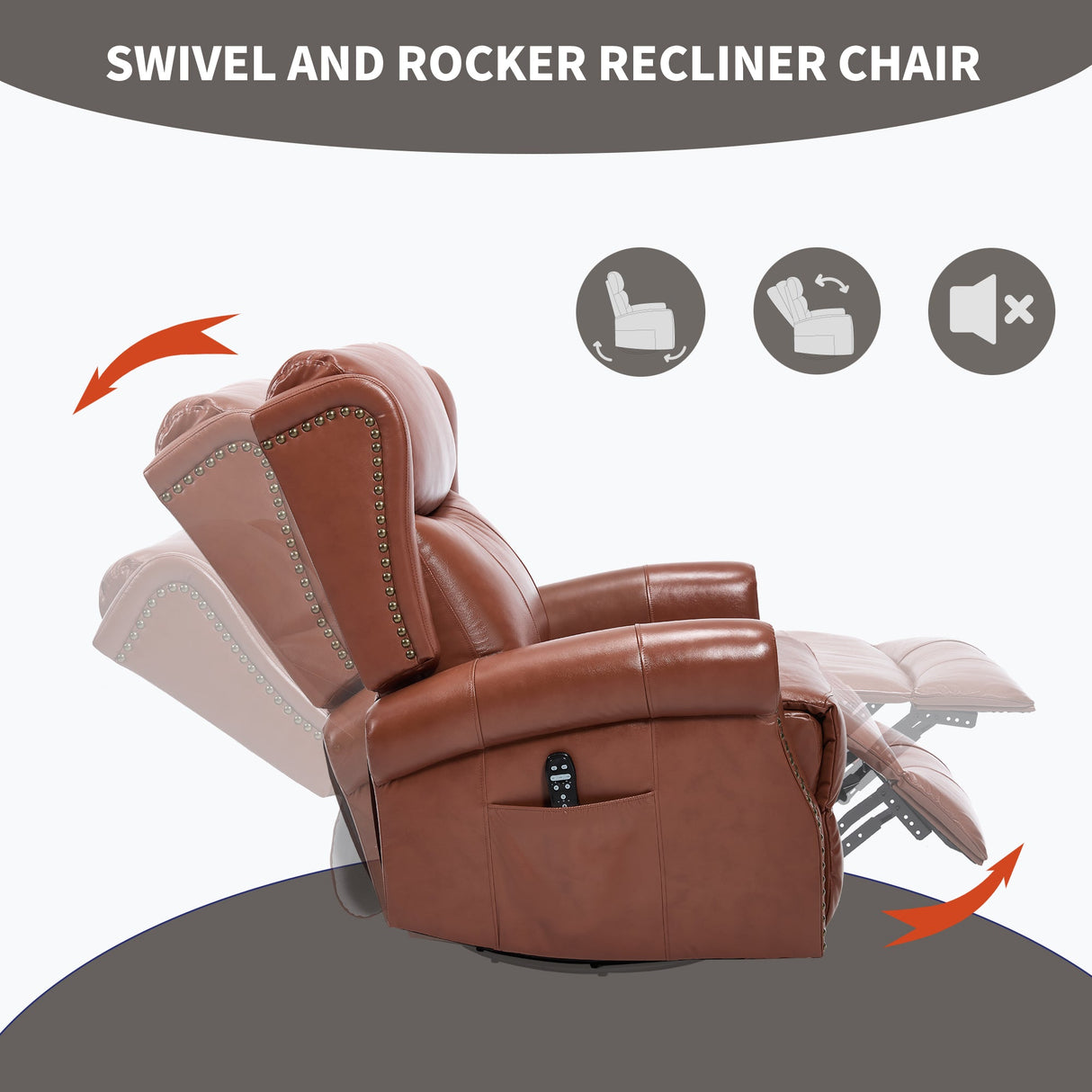 Heat Massage Manual Recliner Chair with Rocker and Swivel