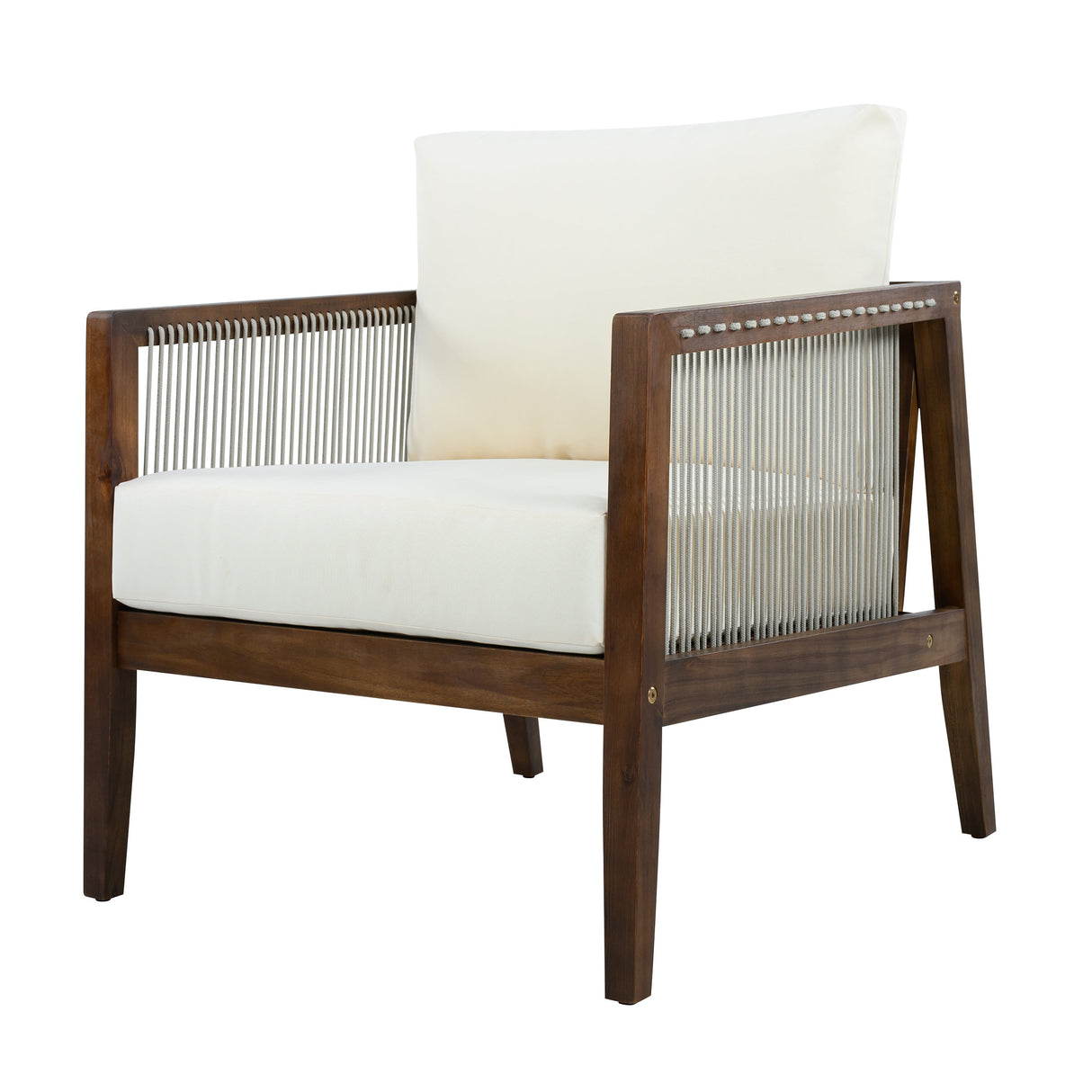 Outdoor 4-Piece Sofa Set, Acacia Wood Frame with Rope Detail