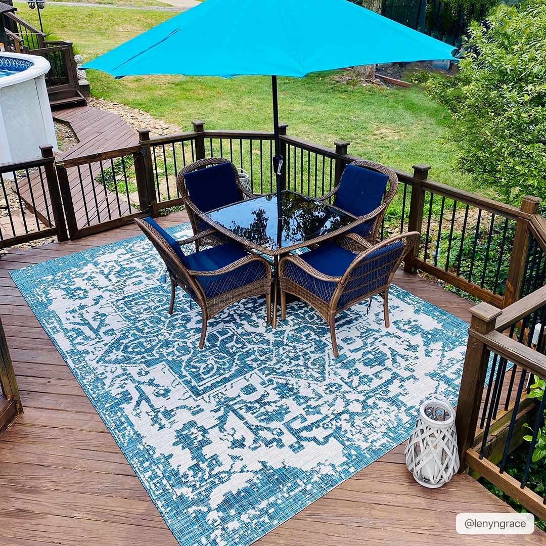 Teal Kilmacolm Indoor & Outdoor Area Rug - Clearance