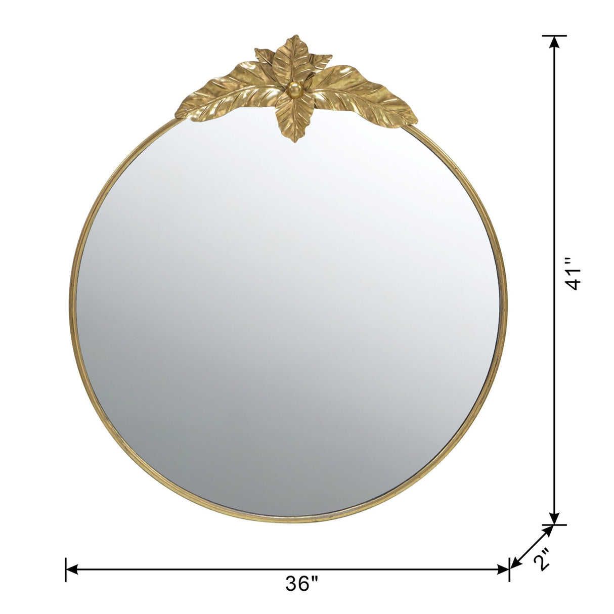 Large Round Wall Mirror With Metal Frame Circle Accent - Gold