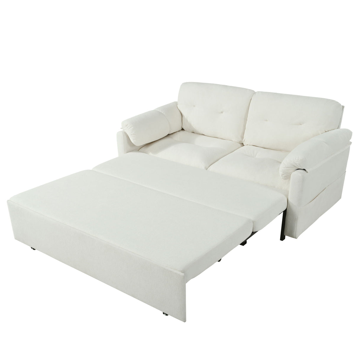 Convertible Pull Out Sofa Bed Queen Size, 3 In 1 With Side Storage
