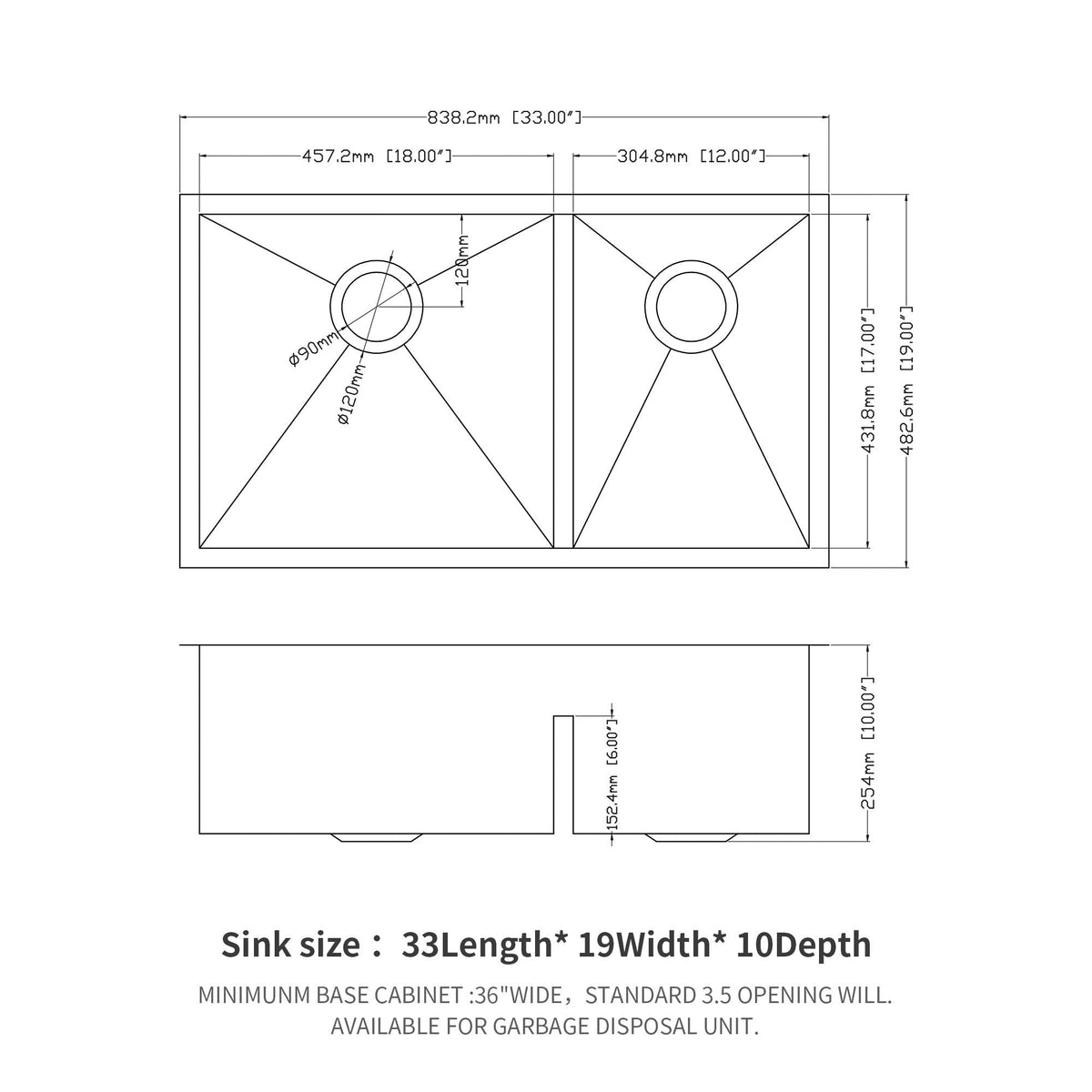 Modern Double Bowl Undermount Kitchen Sink 50 / 50 Design Stainless Steel