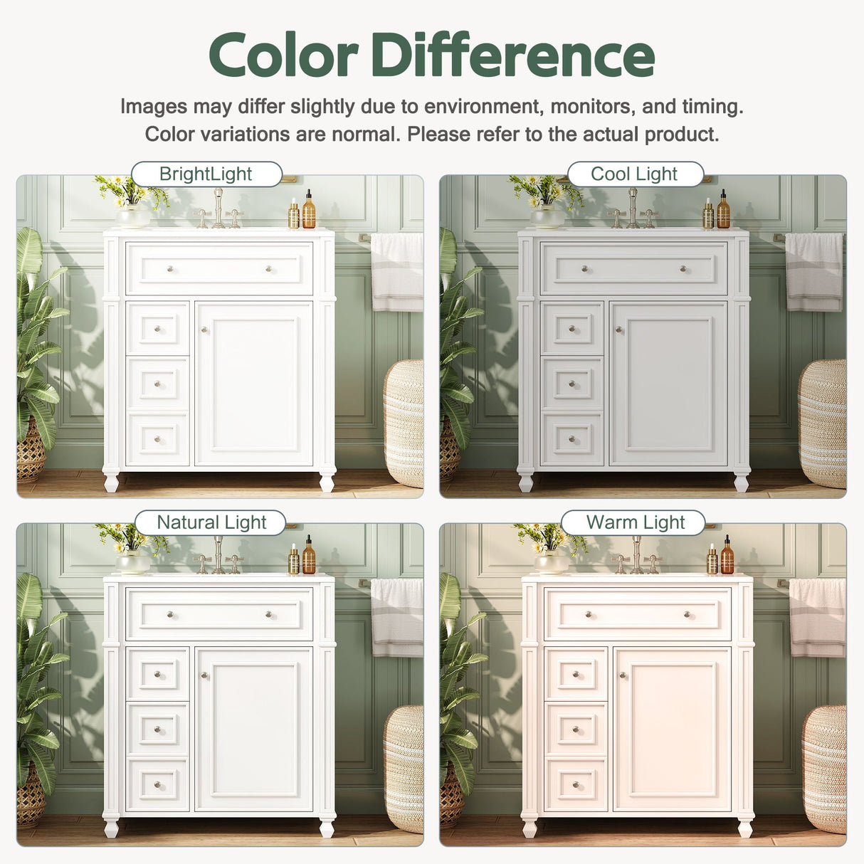 Bathroom Vanity Cabinet With Sink, Soft Close Doors With Door Organizer